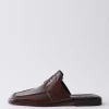 Tibi Pedro Slide Square Toe Loafer Brown Shop