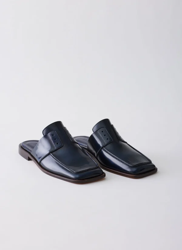 Tibi Pedro Slide Square Toe Loafer Navy Clearance