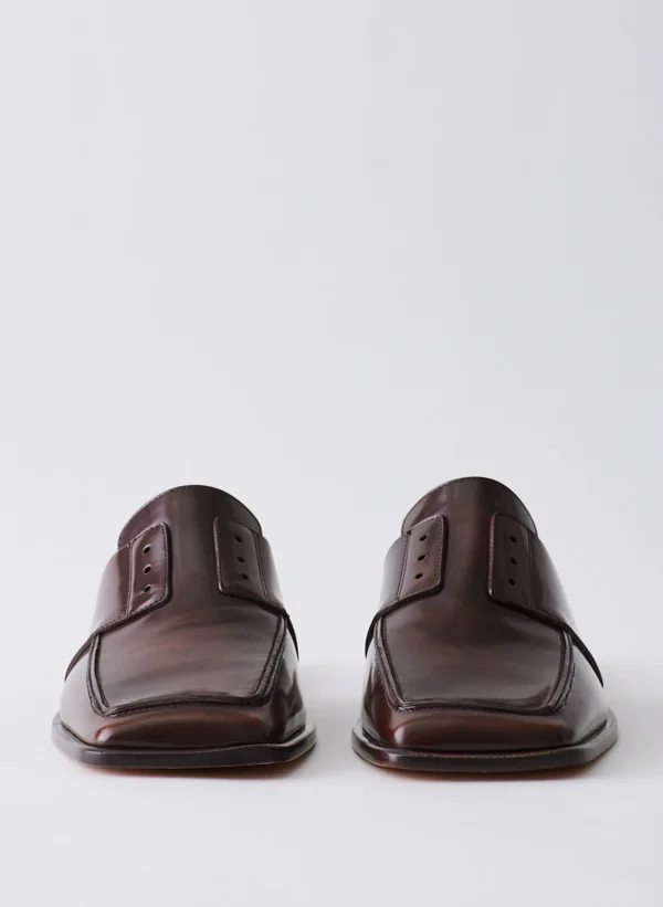 Tibi Pedro Slide Square Toe Loafer Brown Shop