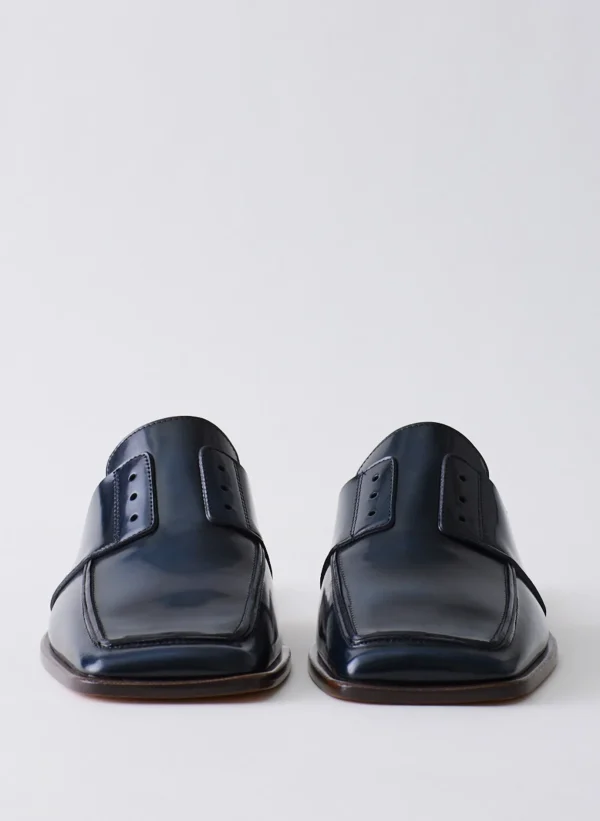 Tibi Pedro Slide Square Toe Loafer Navy Clearance