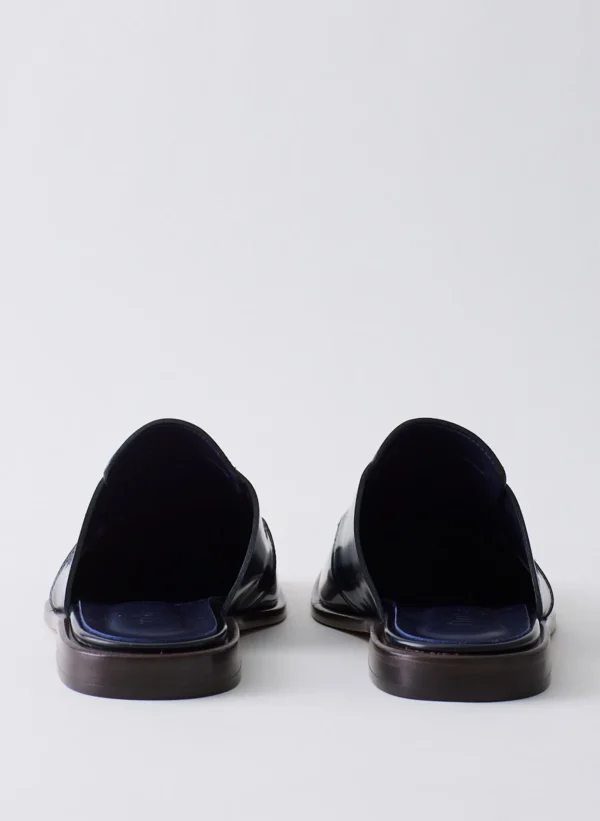 Tibi Pedro Slide Square Toe Loafer Navy Clearance