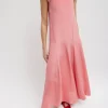 Tibi 4-Ply Silk Strapless Sculpted Dress Pink Cheap