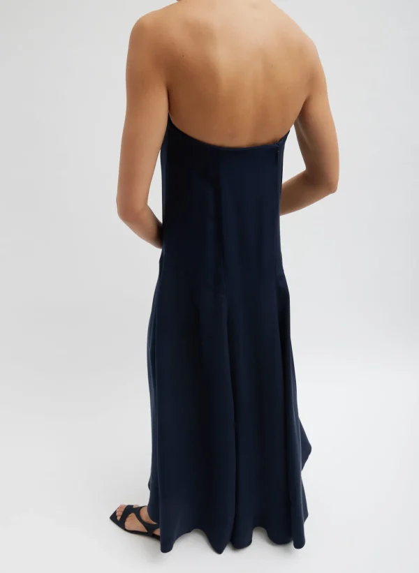 Tibi 4-Ply Silk Strapless Sculpted Dress Dark Navy Hot