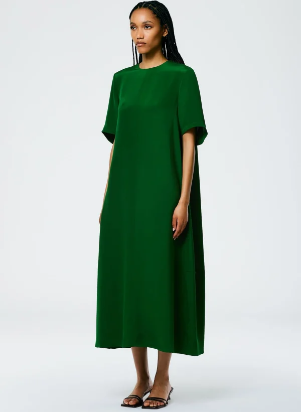 Tibi 4 Ply Silk T-Shirt Dress Grass Fashion