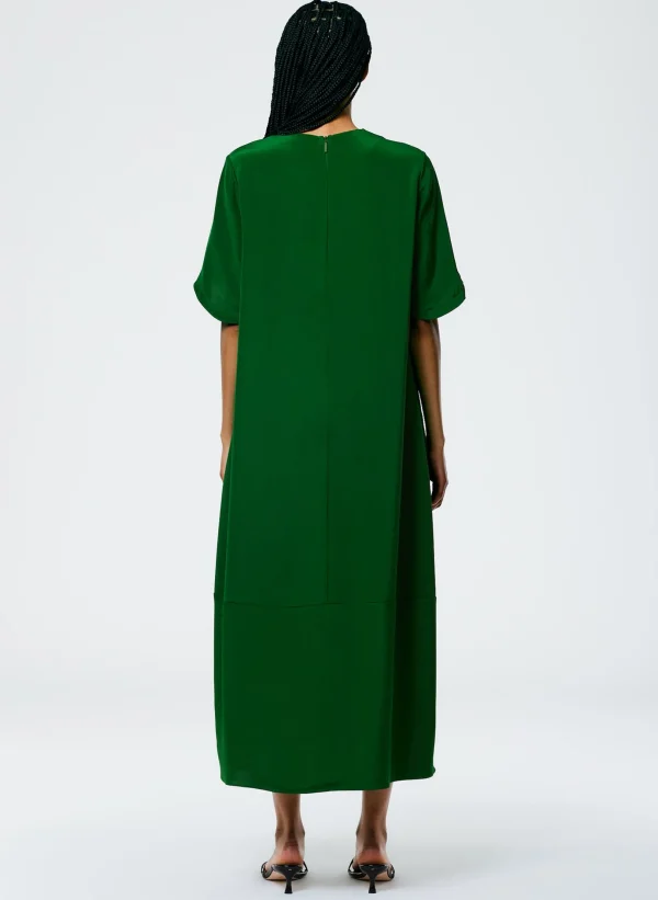 Tibi 4 Ply Silk T-Shirt Dress Grass Fashion