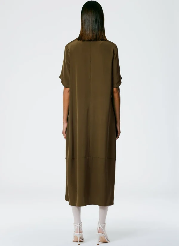 Tibi 4 Ply Silk T-Shirt Dress Wood Cheap