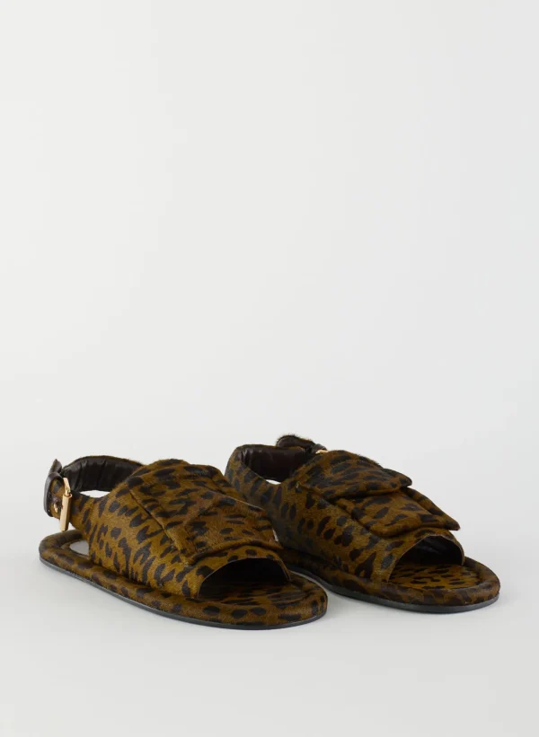 Tibi Pony Hair Calf Print Slingback Beryen Sandal Olive Green Cheap