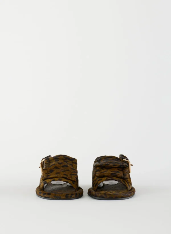 Tibi Pony Hair Calf Print Slingback Beryen Sandal Olive Green Cheap