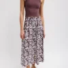 Tibi Recycled Nylon Batik Full Skirt Cinnamon Multi New