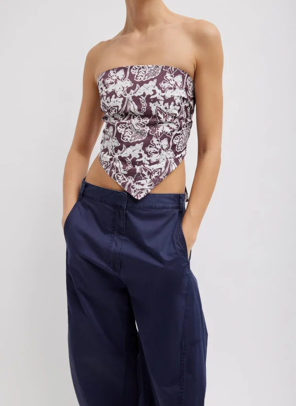 Tibi Recycled Nylon Batik Strapless Bandeau Cinnamon Multi Online