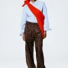 Tibi Recycled Sporty Nylon Cheetah Wide Leg Pull On Pant Brown Multi Outlet