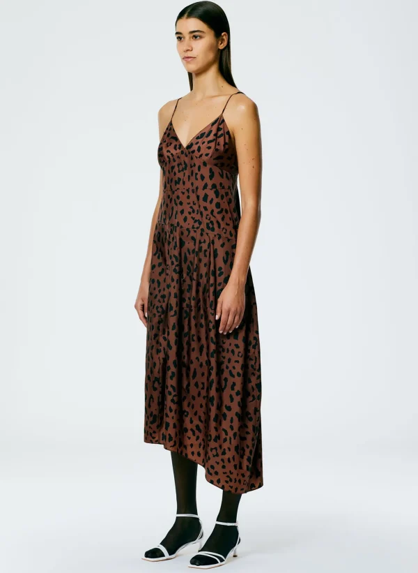 Tibi Recycled Sporty Nylon Cheetah Cami Dress Brown Multi Fashion