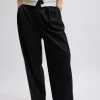 Tibi Recycled Tropical Wool Fold Over Pant Black Cheap