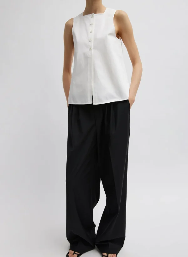 Tibi Recycled Tropical Wool Fold Over Pant Black Cheap