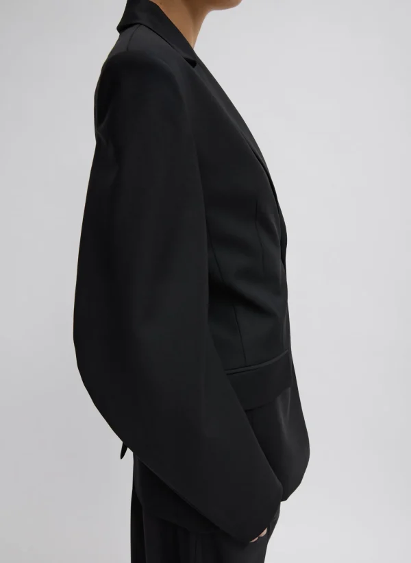 Tibi Recycled Tropical Wool Sculpted Blazer Black Best Sale