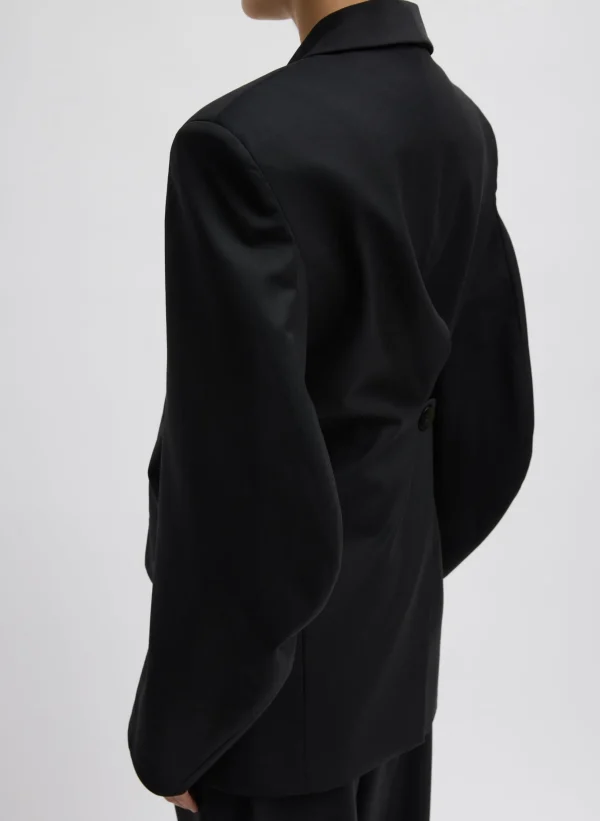 Tibi Recycled Tropical Wool Sculpted Blazer Black Best Sale