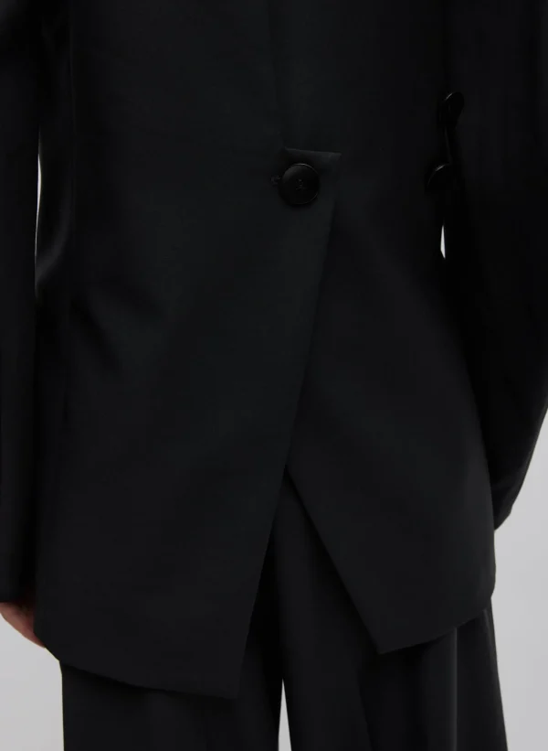 Tibi Recycled Tropical Wool Sculpted Blazer Black Best Sale