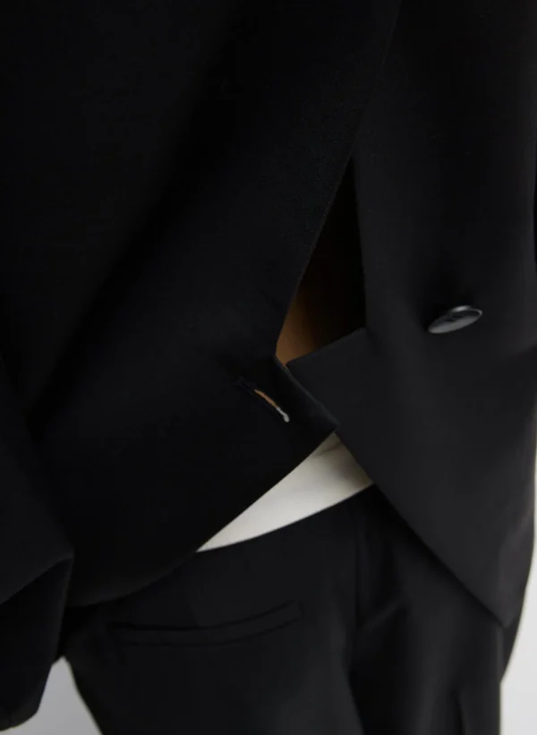 Tibi Recycled Tropical Wool Sculpted Blazer Black Best Sale