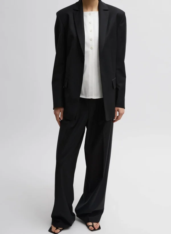 Tibi Recycled Tropical Wool Sculpted Blazer Black Best Sale