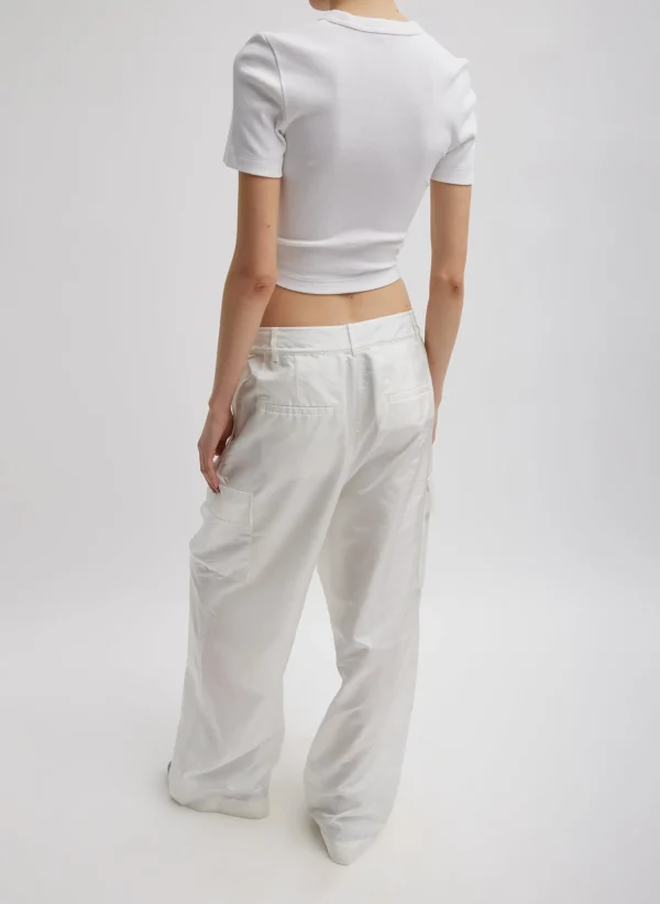 Tibi Ribbed Cropped Baby T-Shirt White Outlet
