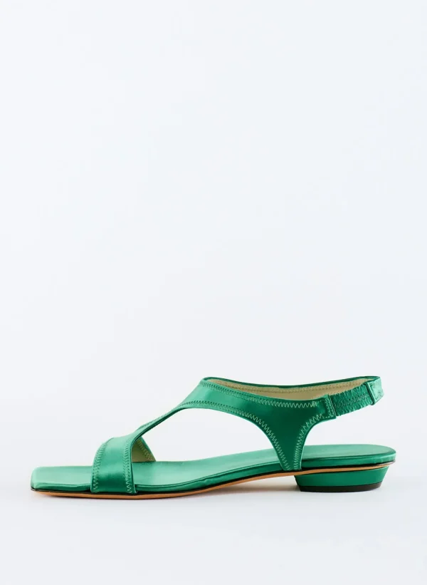 Tibi Rubin Satin Sandal Green Store