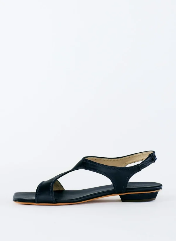 Tibi Rubin Satin Sandal Navy Fashion