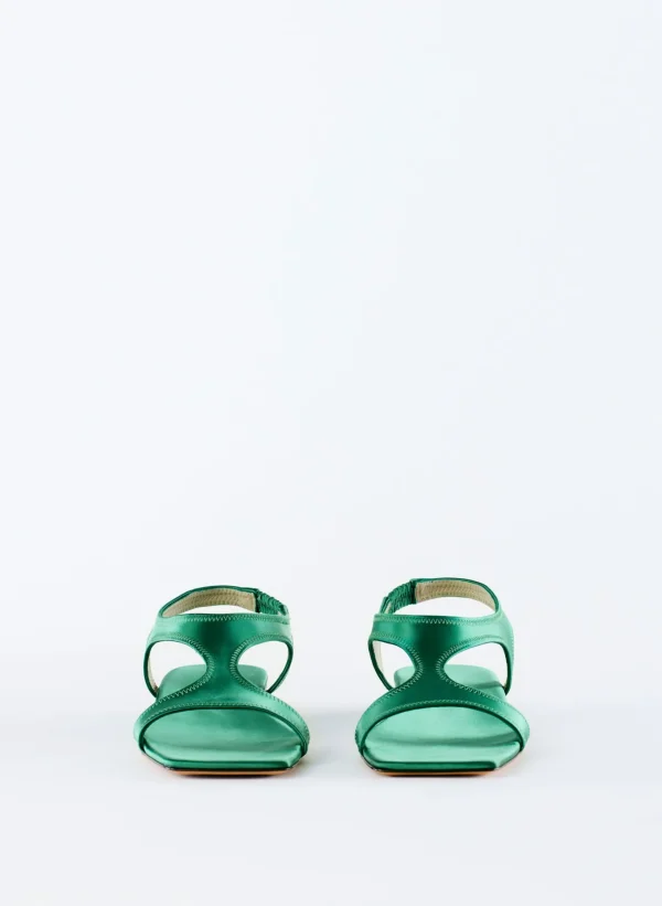 Tibi Rubin Satin Sandal Green Store