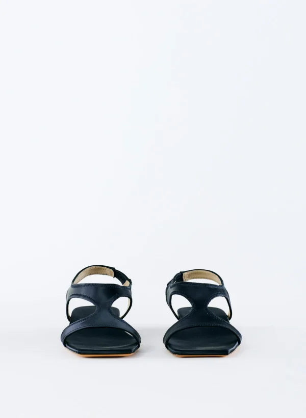 Tibi Rubin Satin Sandal Navy Fashion