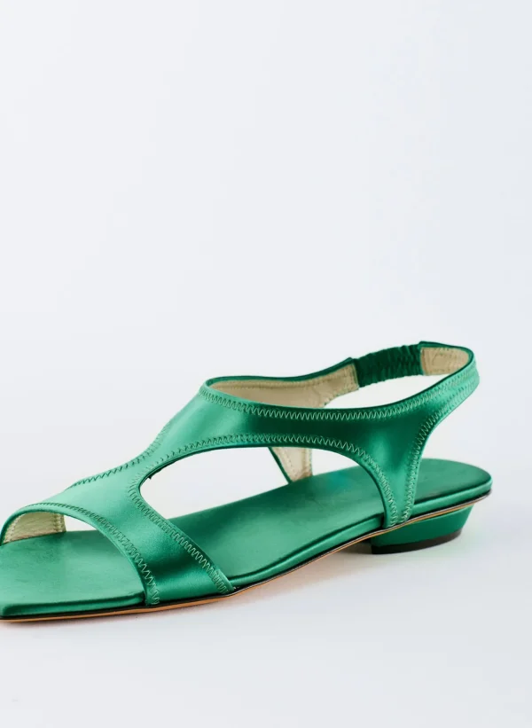 Tibi Rubin Satin Sandal Green Store