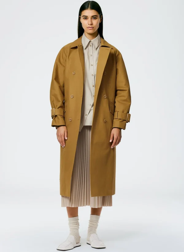 Tibi Sculpted Cotton Trench Tan Best Sale
