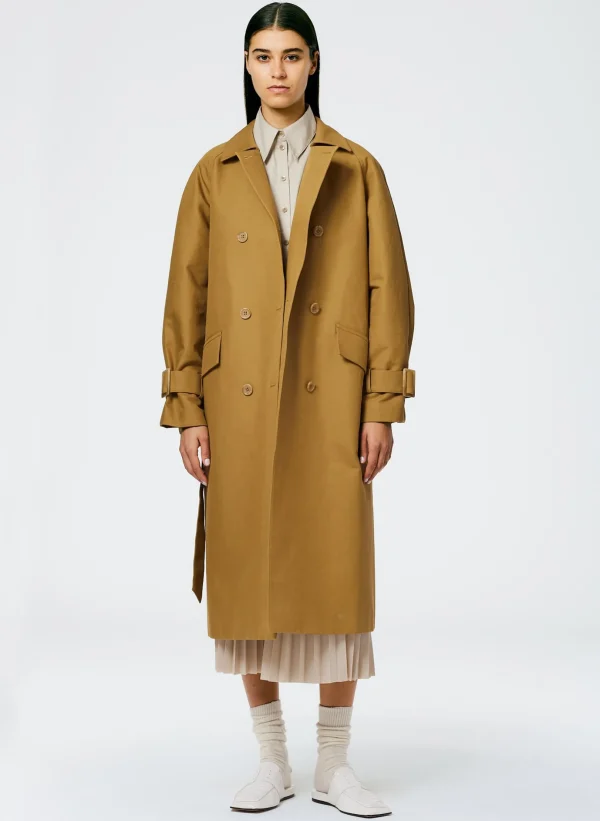 Tibi Sculpted Cotton Trench Tan Best Sale