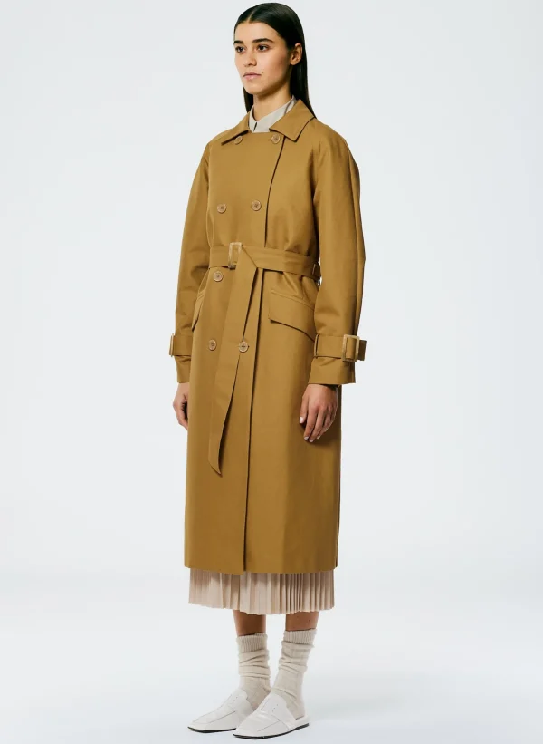 Tibi Sculpted Cotton Trench Tan Best Sale