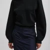 Tibi Sculpted Long Sleeve Sweatshirt Black New