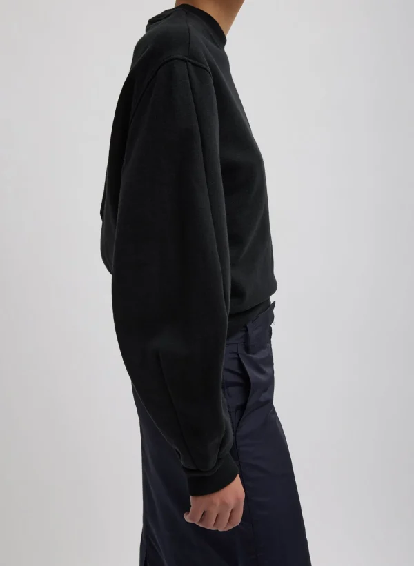 Tibi Sculpted Long Sleeve Sweatshirt Black New