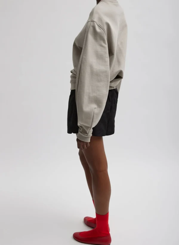 Tibi Sculpted Long Sleeve Sweatshirt Light Stone Cheap