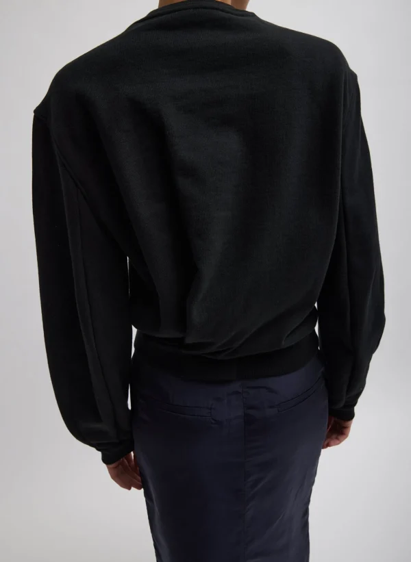 Tibi Sculpted Long Sleeve Sweatshirt Black New