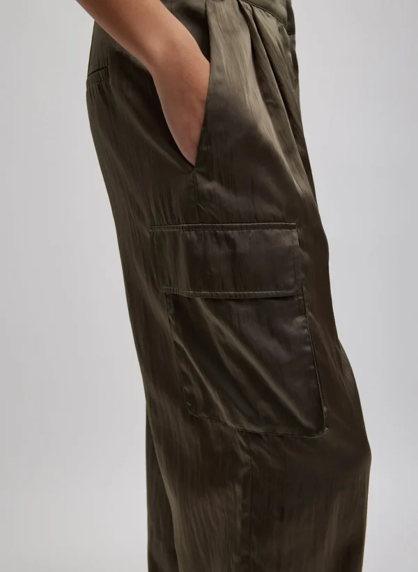 Tibi Shiny Nylon Pleated Stella Cargo Pant Dune Cheap