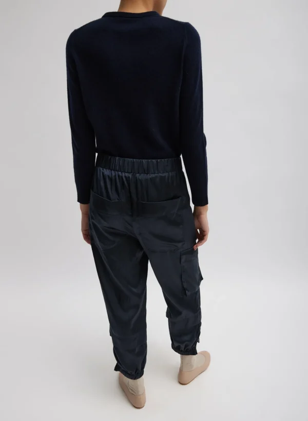 Tibi Shiny Nylon Pull On Wilt Jogger Navy Sale
