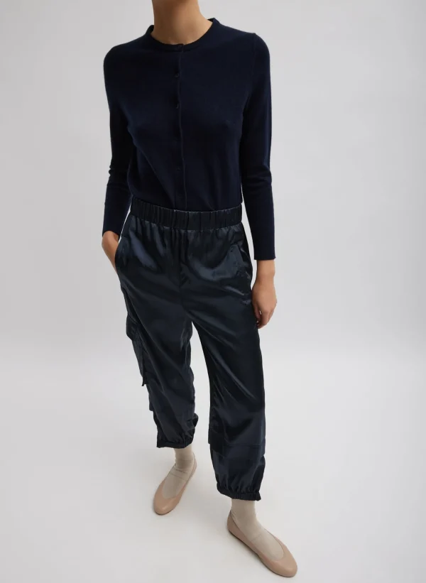 Tibi Shiny Nylon Pull On Wilt Jogger Navy Sale