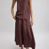 Tibi Silk Habutai Circular Seamed Skirt Cinnamon Hot