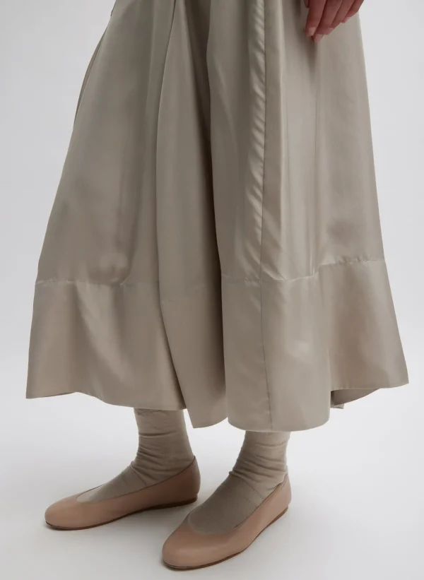 Tibi Silk Habutai Circular Seamed Skirt Light Stone Sale