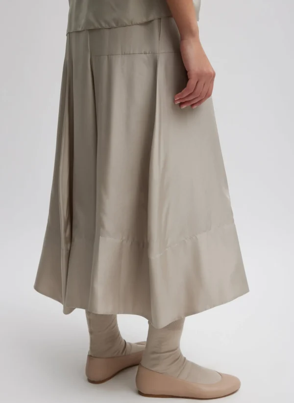 Tibi Silk Habutai Circular Seamed Skirt Light Stone Sale