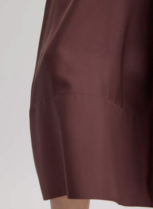 Tibi Silk Habutai Circular Seamed Skirt Cinnamon Hot