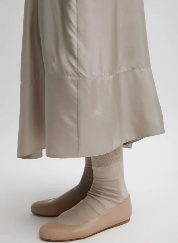 Tibi Silk Habutai Circular Seamed Skirt Light Stone Sale