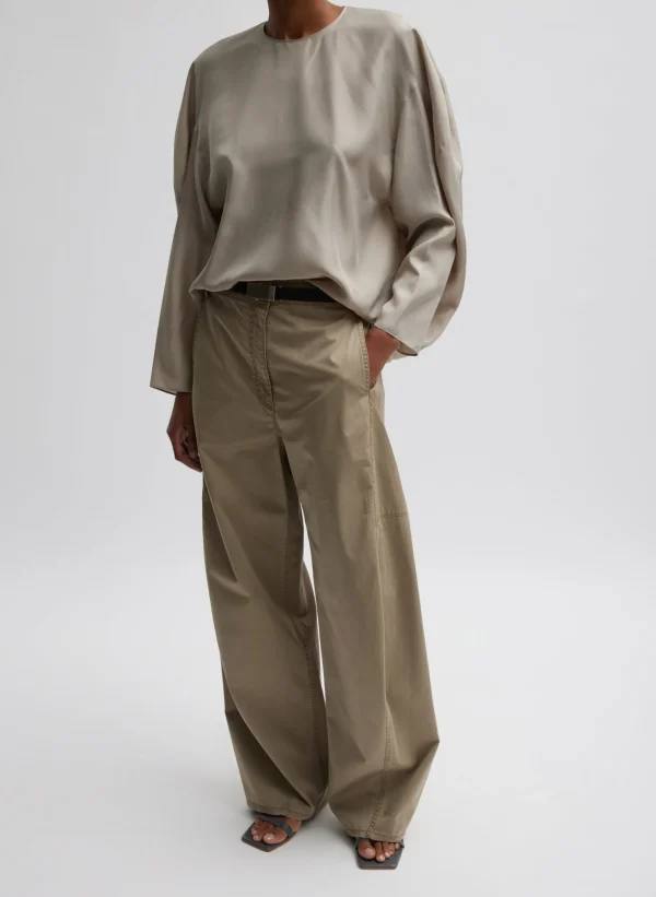 Tibi Silk Habutai Circular Top Light Stone Store