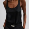 Tibi Silk Habutai Tank Top Black Store