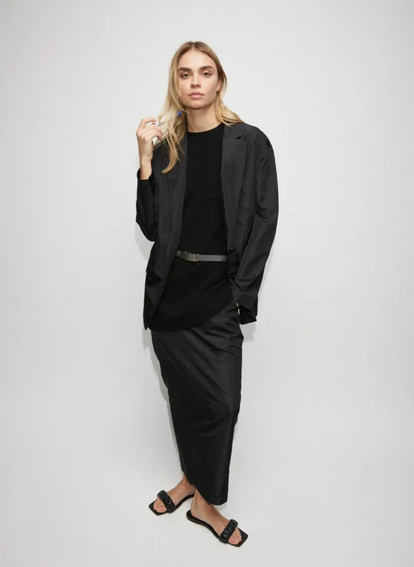 Tibi Silk Nylon Liam Blazer Black Store