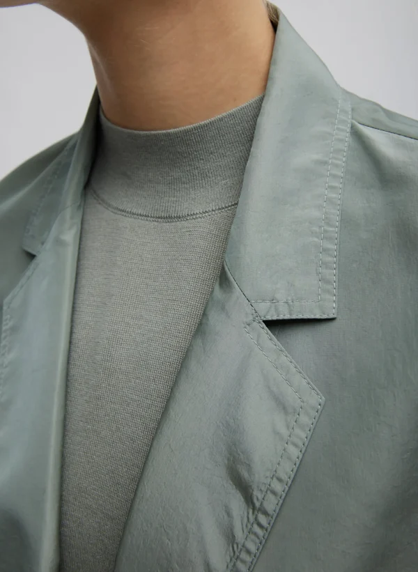 Tibi Silk Nylon Liam Blazer Pumice Grey Outlet