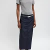 Tibi Silk Nylon Maxi Skirt Navy Flash Sale