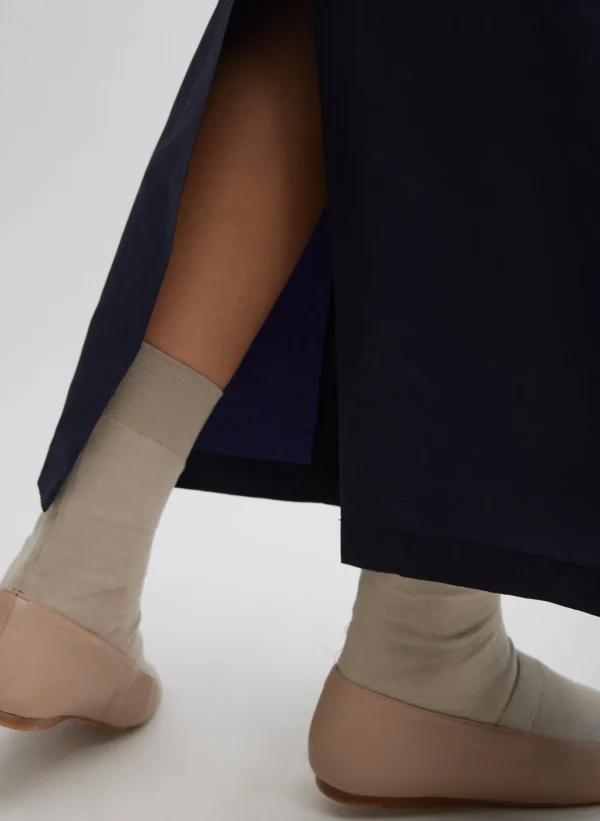 Tibi Silk Nylon Maxi Skirt Navy Flash Sale